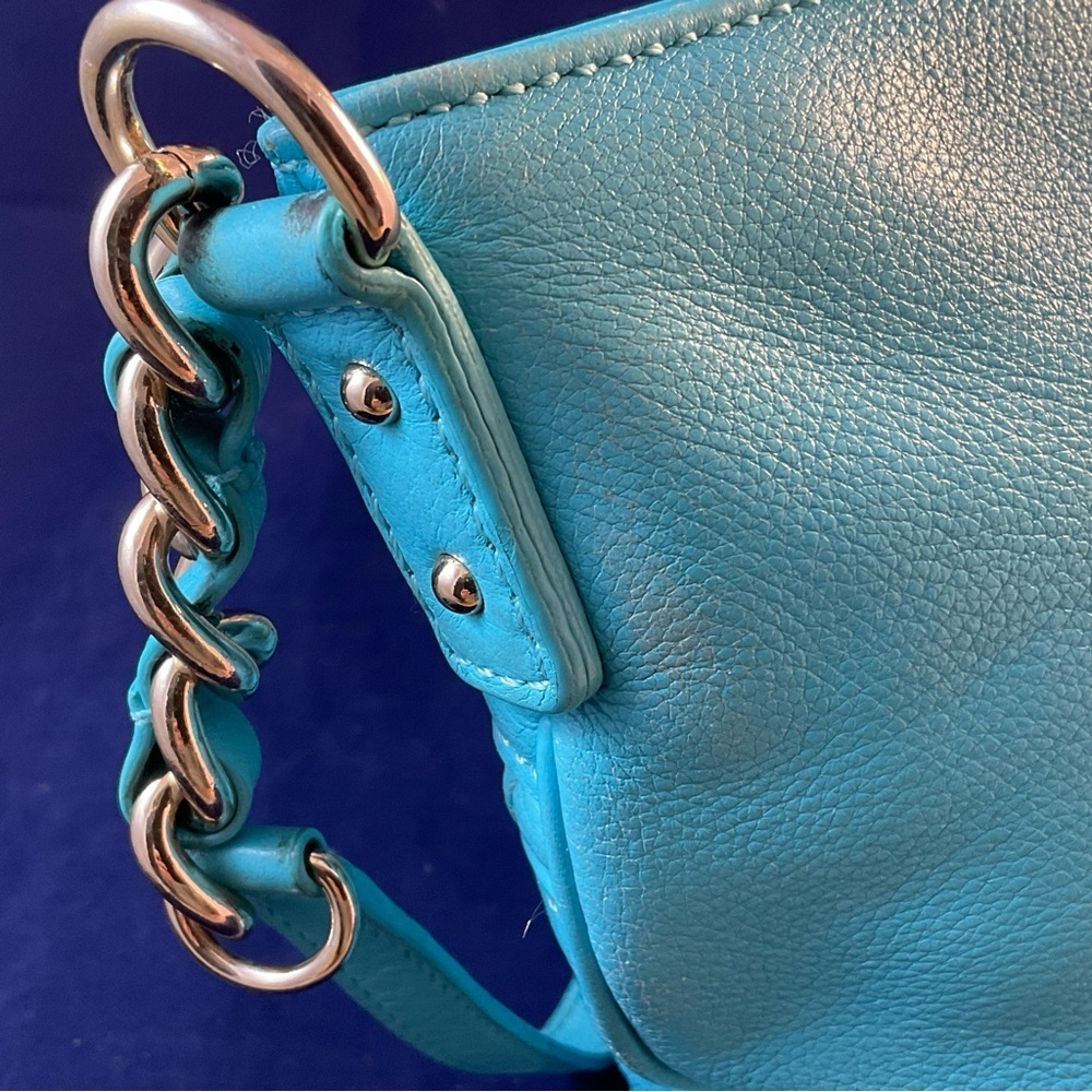 Kate Spade Butter Soft Turquoise Pebble Leather Crossbody Bag Silver Accents - Picture 5 of 14